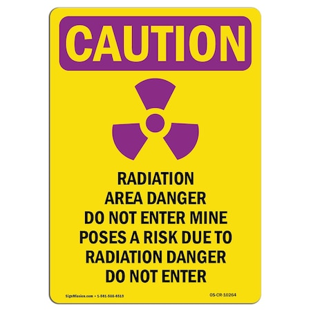 OSHA CAUTION RADIATION Sign, RADIATION Radiation W/ Symbol, 5in X 3.5in Decal, 10PK